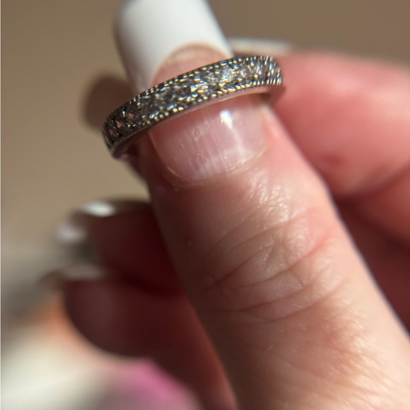 Sterling silver diamond wedding band set of 2 1/3ctw per band size 8 - Picture 7 of 8